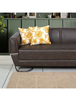 ODE & CLEO - Embroidery Cotton Cushion Covers Mustard (Pack Of 2) (18x18 inches)