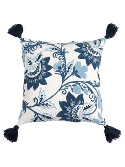 ODE & CLEO - Cotton Double Needlework with Bead Cushion Covers Blue (Pack Of 5) (18x18 inches)