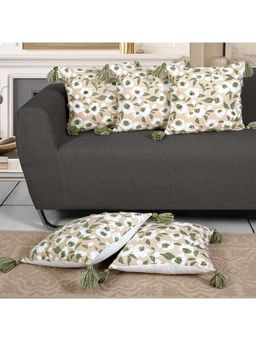 ODE & CLEO - Cotton Slub Cushion Covers Green (Pack Of 5) (18x18 inches)