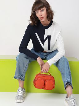 VERO MODA - Women Color Block White Sweater