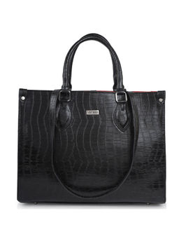 VENEER - Black Textured Hand Bag and Non Detachable Strap (Single)