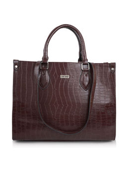 VENEER - Brown Textured Hand Bag and Non Detachable Strap (Single)
