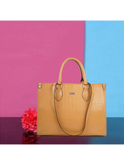 VENEER - Mustard Textured Hand Bag and Non Detachable Strap (Single)