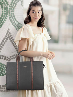 VENEER - Black Solid Hand Bag and Detachable Strap (Single)