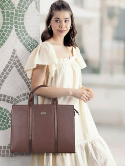VENEER - Brown Solid Hand Bag and Detachable Strap (Single)