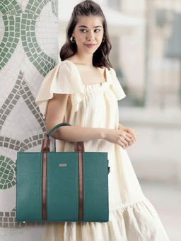 VENEER - Green Solid Hand Bag and Detachable Strap (Single)