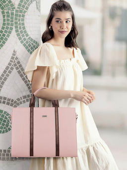 VENEER - Pink Solid Hand Bag and Detachable Strap (Single)