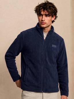 Van Heusen - Men Blue Solid/Plain Fleece Jacket