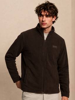 Van Heusen - Men Brown Solid/Plain Fleece Jacket