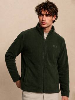 Van Heusen - Men Green Solid/Plain Fleece Jacket