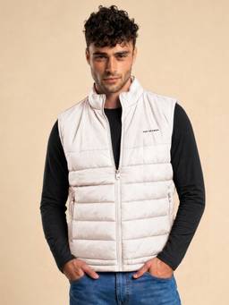 Van Heusen - Men Off White Printed Microfibre Jacket