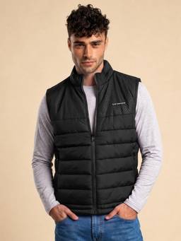 Van Heusen - Men Black Printed Microfibre Jacket