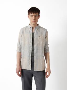 The Bear House - Men Blue Checks Polyester Shirt