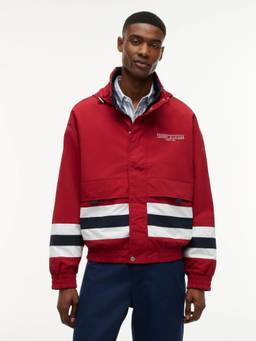 Tommy Hilfiger - Men Red Stripes Nylon Jacket