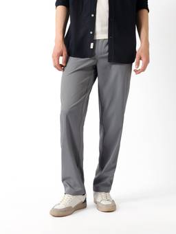 The Bear House - Men Grey Solid/Plain Polyester Trouser