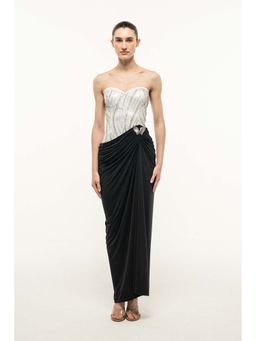 SOTBELLA - Strapless Dress with Embellished Bust and Draped Skirt