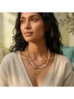 Studio Anviksha - Clear Crystal Layered White Necklace