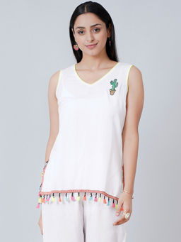 First Resort by Ramola Bachchan - White Summer Top