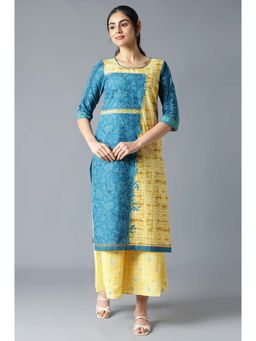 Aurelia - Blue Floral Kurta and Culotte (Set of 2)