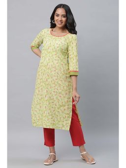Aurelia - Green Floral Kurta and Pant (Set of 2)