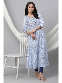 Aurelia - White Floral Anarkali Kurta and Leggings (Set of 2)