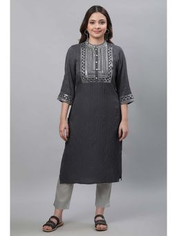 Aurelia - Grey Embroidered Kurta and Pant (Set of 2)