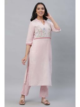 Aurelia - Pink Floral Kurta and Pant (Set of 2)