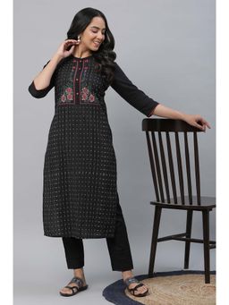 Aurelia - Black Floral Kurta and Pant (Set of 2)