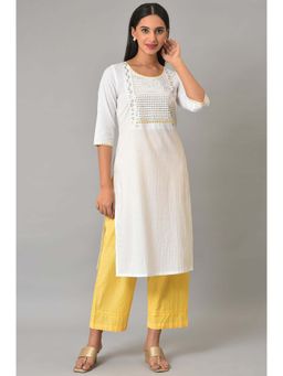 Aurelia - White Embellished Kurta and Palazzo (Set of 2)