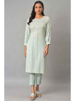Aurelia - Green Stripes Kurta and Pant (Set of 2)