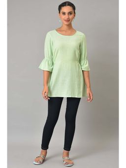 Aurelia - Green Solid Kurti and Jeggings (Set of 2)