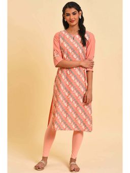 W - Pink Floral Kurta and Leggings (Set of 2)