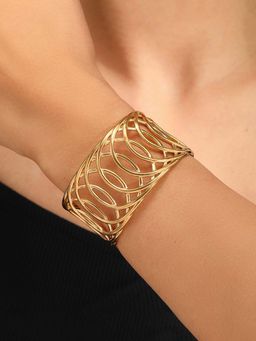 Jewels Galaxy - Gold Plated Stainless Steel Contemporary Loops Cuff