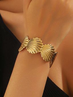 Jewels Galaxy - Gold Plated Stainless Steel Shell Themed Cuff