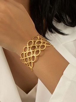 Jewels Galaxy - Gold Plated Stainless Steel Cuff for Women
