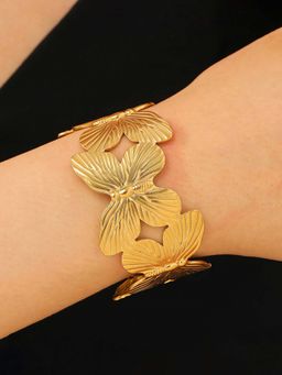 Jewels Galaxy - Gold Plated Stainless Steel Butterfly Themed Cuff