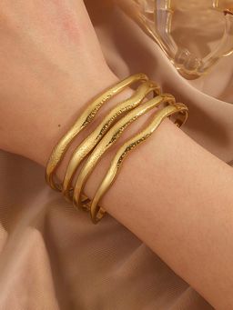 Jewels Galaxy - Gold Plated Stainless Steel Contemporary Cuff
