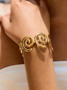 Jewels Galaxy - Gold Plated Stainless Steel Contemporary Cuff
