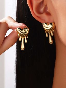 Jewels Galaxy - Gold-Plated Anti Tarnish Stainless Steel Quirky Drop Earrings