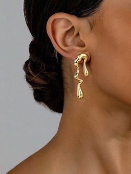 Jewels Galaxy - Gold-Plated Anti Tarnish Stainless Steel Quirky Drop Earrings