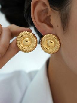 Jewels Galaxy - Gold-Plated Anti Tarnish Stainless Steel Contemporary Drop Earrings