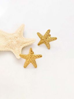 Jewels Galaxy - Gold-Plated Anti Tarnish Stainless Steel Star Themed Drop Earrings