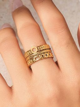Jewels Galaxy - Gold-Plated Anti Tarnish Stainless Steel Contemporary Adjustable Ring