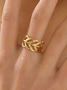 Jewels Galaxy - Gold-Plated Anti Tarnish Stainless Steel Contemporary Adjustable Ring