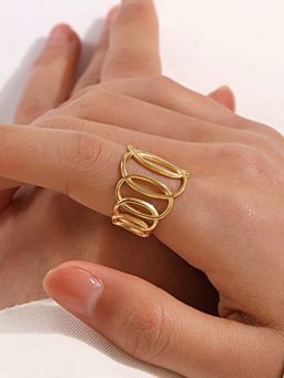 Jewels Galaxy - Gold-Plated Anti Tarnish Stainless Steel Endless Loops Adjustable Ring