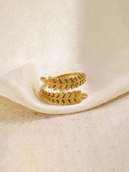 Jewels Galaxy - Gold-Plated Anti Tarnish Stainless Steel Contemporary Adjustable Ring