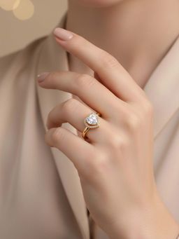 Jewels Galaxy - Gold-Plated Heart Themed Adjustable Ring