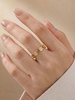 Jewels Galaxy - Gold-Plated Hexagonal Adjustable Ring