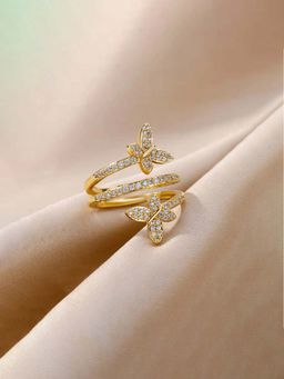 Jewels Galaxy - Gold Plated Butterfly Shaped Adjustable Ring