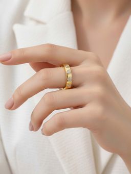 Jewels Galaxy - Gold-Plated Heart Themed Adjustable Ring